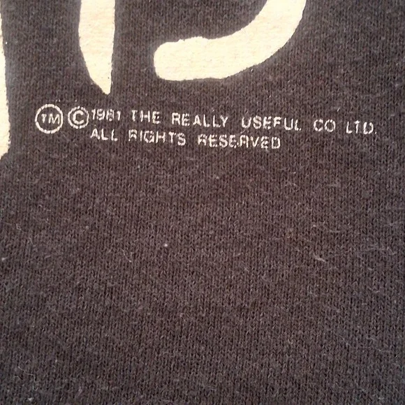 VINTAGE Cats Musical Sweatshirt Adult XL‎ Black Green Eyes 1981 Broadway Unisex - Picture 3 of 13